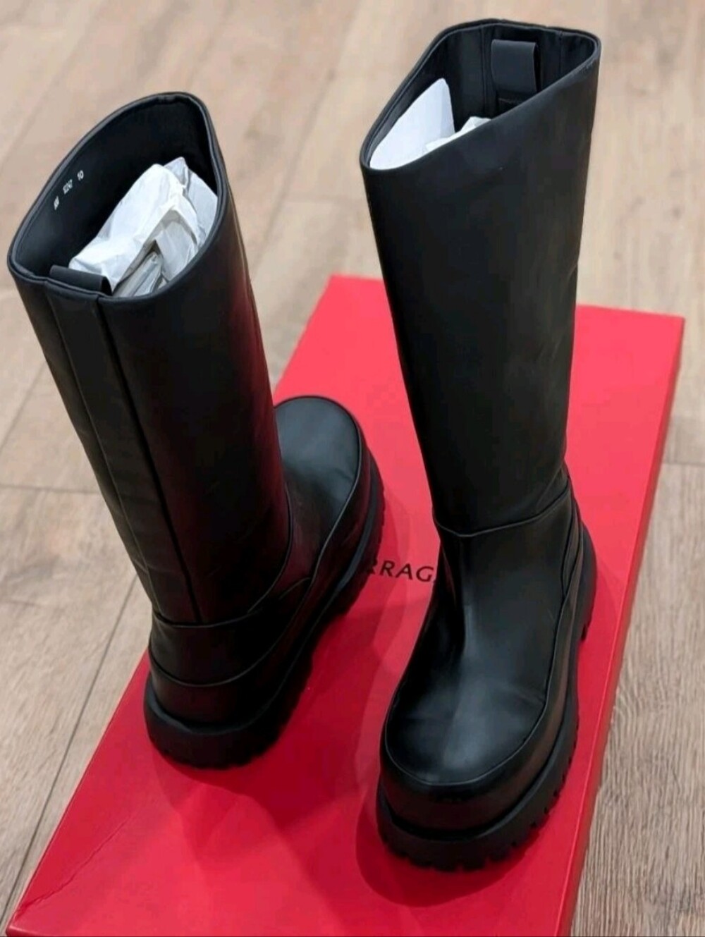 $1650 Mens Salvatore Ferragamo "Fazio" Leather Combat Boots Black US 9 E